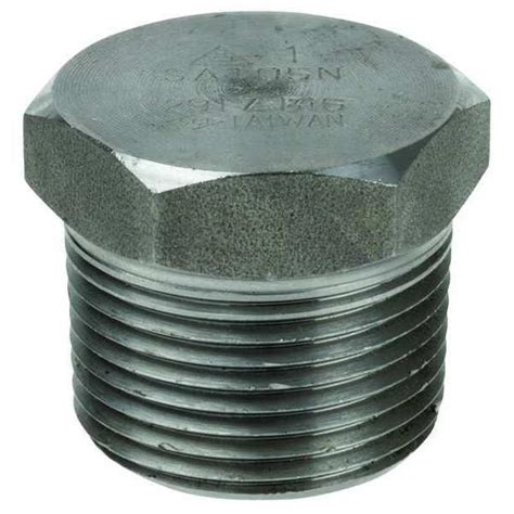 Zoro Select 1 in 316 Stainless Steel Hex Head Plug, Class 3000, ASTM ...