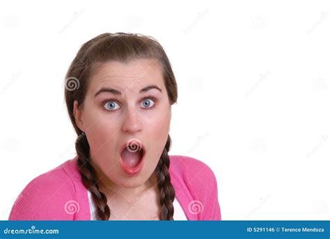 Girl Shocked or Surprised - Isolated on White Stock Photo - Image of ...