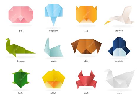 Premium Vector | Collection of various origami animals and birds ...