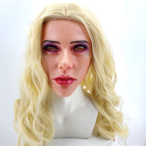 Silicone-Female-face-Crossdressing-Realistic-makeup-face-Halloween ...
