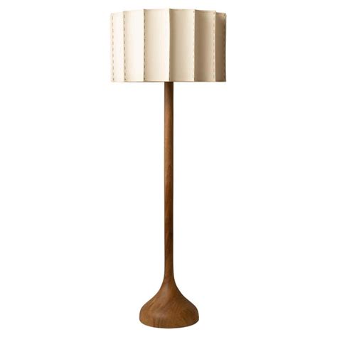 Organic Modern Floor Lamp Natural Wood Handmade Fluted Shade For Sale ...