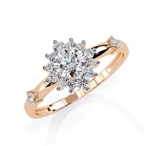 Buy ONYA Sparkling Diamond Halo Engagement Ring Online - Shop with Free ...