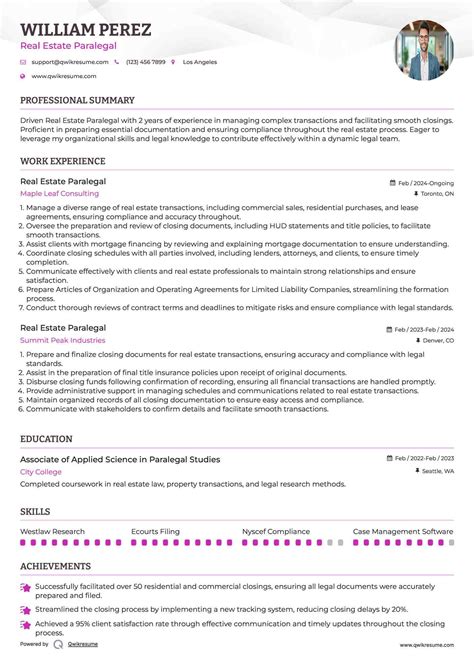 10+ Real Estate Paralegal Resume Samples & Templates for 2025