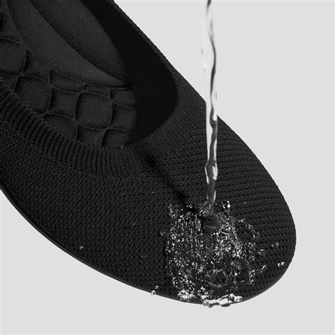 Water-Repellent Round-Toe Walking Flats (Claire Walker), BLACK, EU42 ...