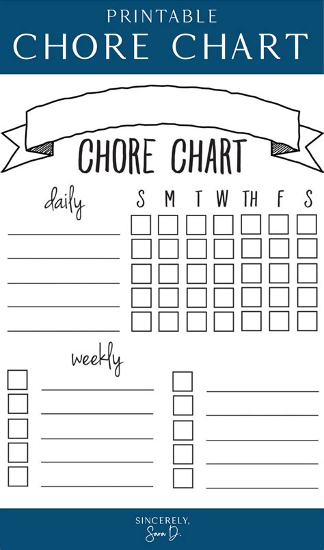 Free Downloadable Chore Chart Templates