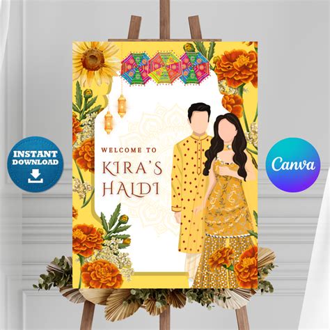 Maiyan Pithi Haldi Sign Template | Indian Wedding Welcome Sign ...