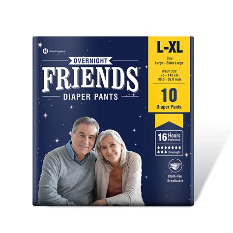 Friends Overnight Adult Diapers Pants Style - 10 Count (L-XL) with ...