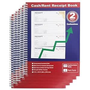Professional Money and Rent Receipt Book Two Part Carbonless Copy ...