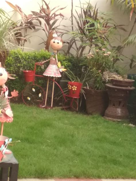 Wonderland Big Girl with Red Bicycle with Two pots/planters/Planter ...