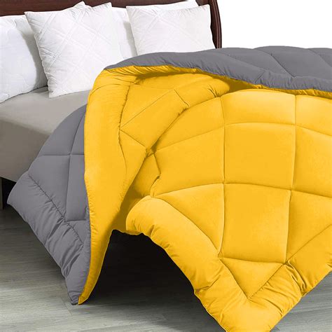 Mango Yellow Light Grey Double Bed Comforter – JaipurFabric®