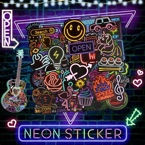 Waterproof Stickers Neon Light Decals for Bar Club Pub Party Decoration ...