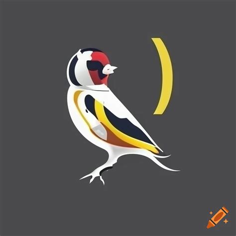 Logo design of a goldfinch perched on a dot on Craiyon