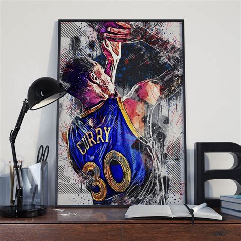 Steph Curry Poster, NBA Canvas Wall Art, Basketball Poster Print ...