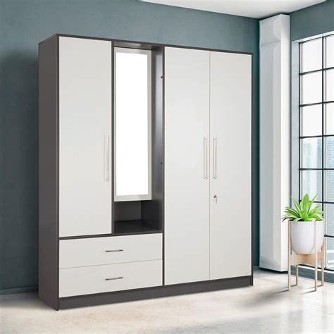 TADesign Electa Premium Almirah Engineered Wood 4 Door Wardrobe with ...