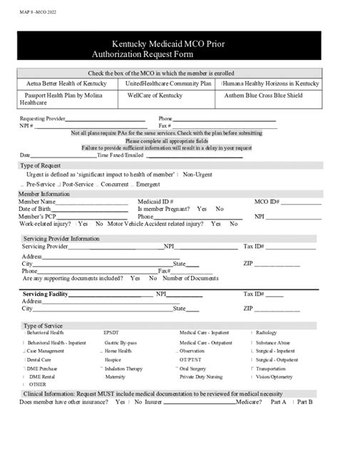 Kentucky Medicaid MCO Prior Authorization Request Form - Fill Out, Sign ...