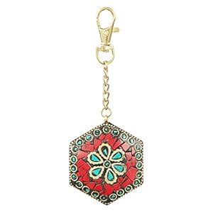 Unibrand Red Green Flower Hexa Lakh Work Key Chain (with Freebie ...