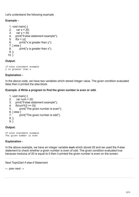 SOLUTION: 11 javatpoint com dart if else statement - Studypool