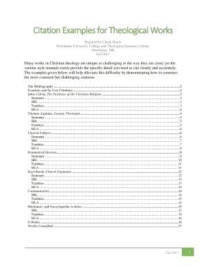 Fillable Online Citation Examples for Theological Works Fax Email Print ...