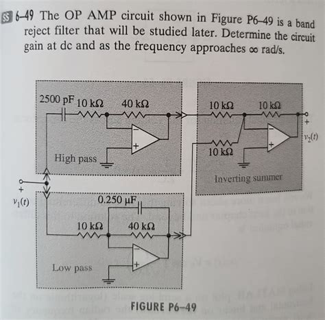 Answered: $$ 6-49 The OP AMP circuit shown in Figure P6-49 is a band ...