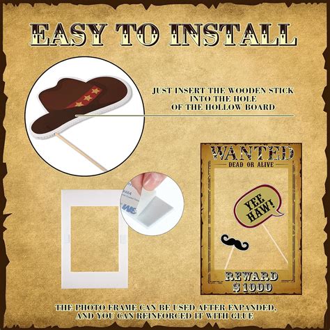 Buy 9 Pieces West Wanted Photo Booth Prop Kit Cowboy Party Decoration ...