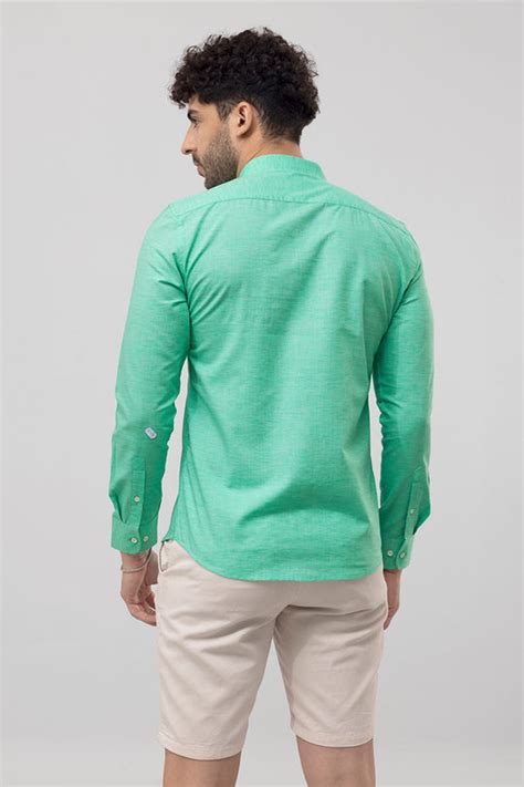 Buy Men's Sprauncy Mint Green Linen Shirt Online | SNITCH