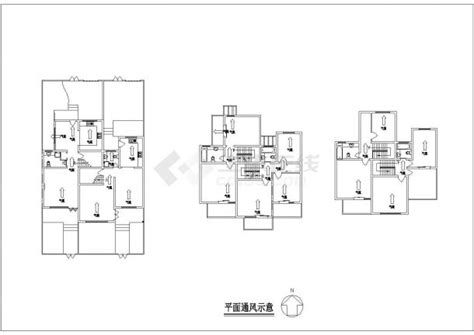 790平米3层框混结构两户组合式乡村住宅楼平立剖面设计CAD图纸_居住建筑_土木在线