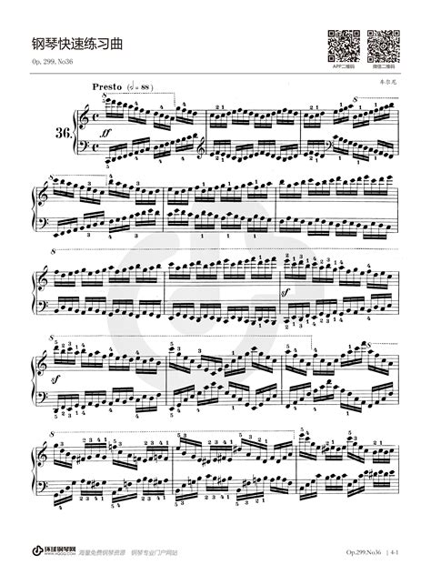 车尔尼《快速练习曲 Op.299》——No.36钢琴谱-车尔尼车尔尼《快速练习曲 Op.299》——No.36钢琴谱-环球钢琴网