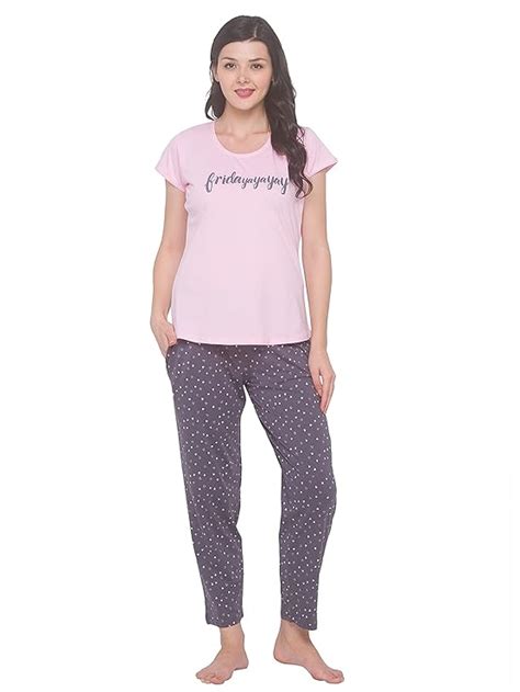 AV2 Women's Cotton All Over Print Night Suit Set (2978CS_Baby Pink_S ...