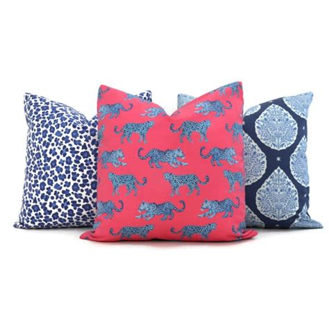 blue pink throw pillow