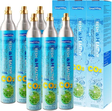 GreatWhip 60l Co2 Cylinders for Soda Stream Gas 14.5 oz Sparkling Water ...