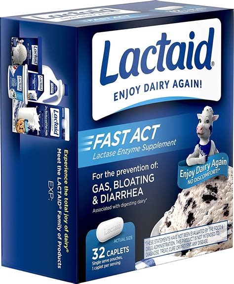 Lactaid Fast Act Lactose Intolerance Relief Caplets - 32 Travel Packs, 32 Count (Pack of 1 ...
