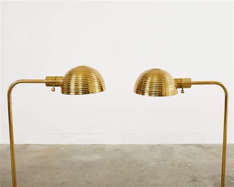 Pair of Art Deco Style Polished Brass Task Floor Lamps For Sale at 1stDibs