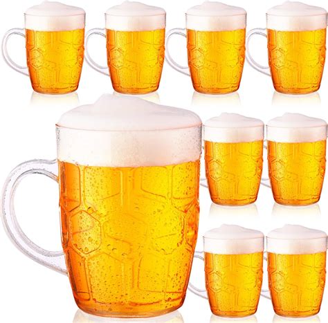 Amazon.com | Yiyiring 8 Pcs Beer Stein Mug with Handle 20 oz Clear ...