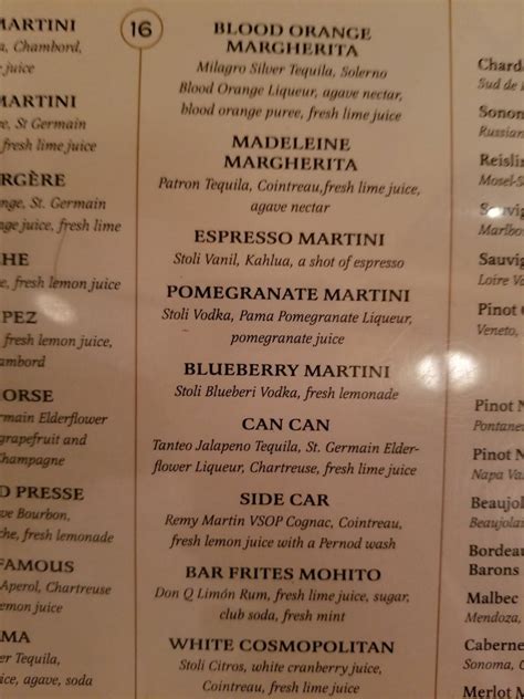 Menu at Bar Frites, Greenvale