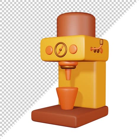 3d coffee maker icon alpha background psd | Premium PSD