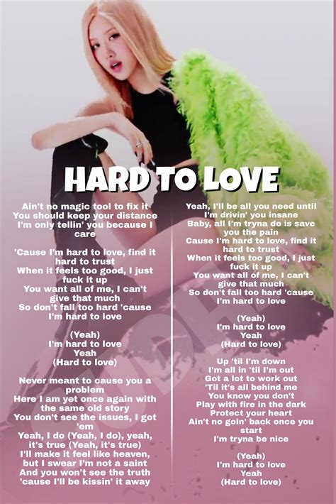 BLACKPINK SONG LYRICS "HARD TO LOVE" 🖤💖 | Pink song lyrics, Song lyric ...