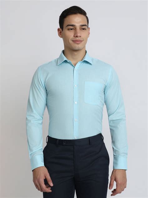 Park Avenue Men Blue Structure Slim Fit Polyester Blend Shirt – MyRaymond