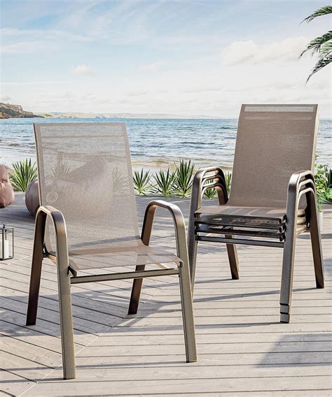 Amazon.com : Fitenlor Outdoor Stackable Dining Chairs Set of 4, High ...