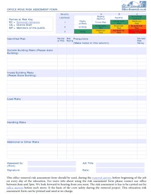 2013-2026 UK Office Removals Office Move Risk Assesment Form - Blank ...