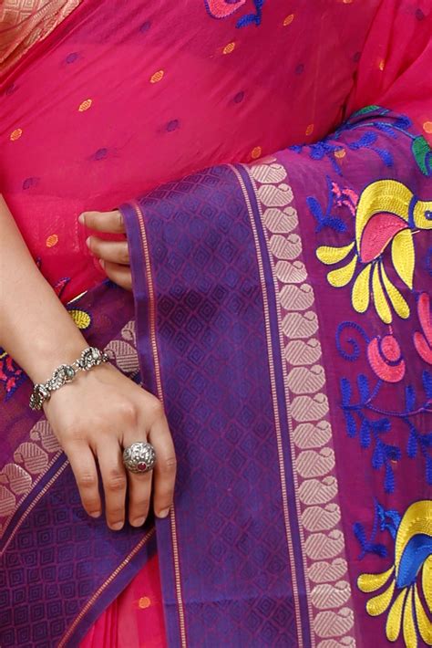 Pink Pure Cotton Embi Ganga Sib Tant Embroidery (1571) | PuJoy Fashion