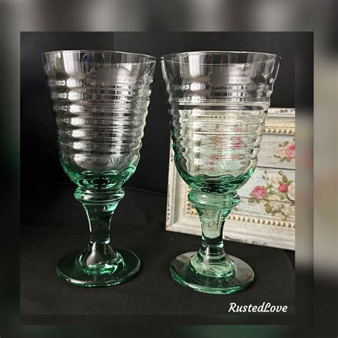 Libbey Sirrus Green Water Glasses / Libbey Spanish Green Goblets ...