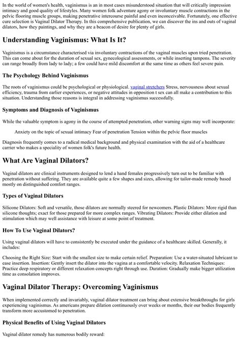 PPT - Vaginal Dilator Therapy: Overcoming Vaginismus PowerPoint Presentation - ID:14328053