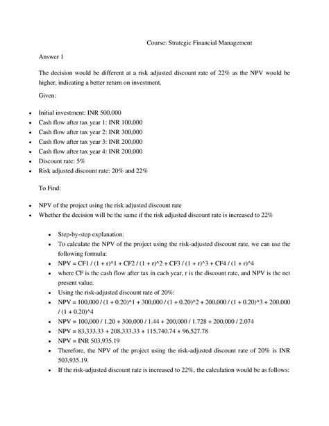 Strategic Financial Management - Course: Strategic Financial Management ...