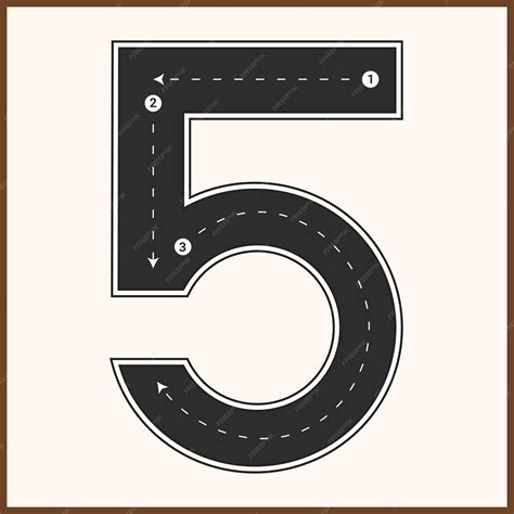 Premium Vector | 5 five number tracing flashcards road theme 2023