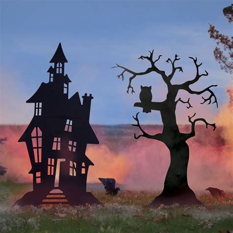 Halloween Haunted House and Spooky Tree Silhouettes | Grandin Road