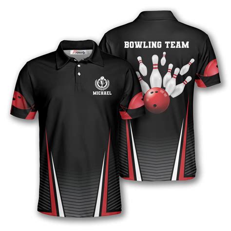 Bowling Strike Red Black Custom Bowling Shirts for Men - Primesty