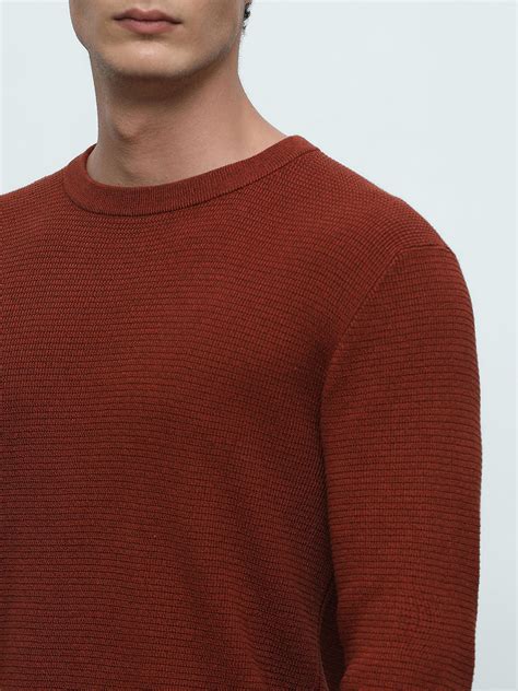 Buy Brown Waffle Knit Pullover for Men Online