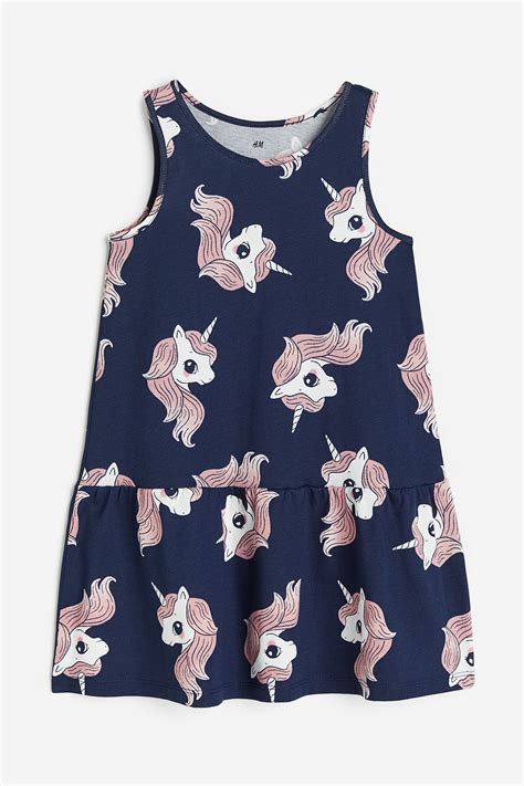 Ladybug Dress - Dark blue/unicorns - Kids | H&M US