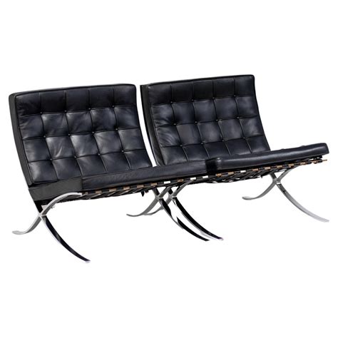 Pair of Knoll Original Mies Van Der Rohe Barcelona Chairs Label at 1stDibs