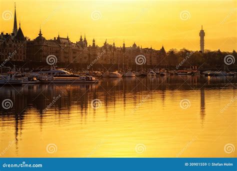 Sunrise Over Stockholm, Sweden Stock Image - Image of cityscape ...